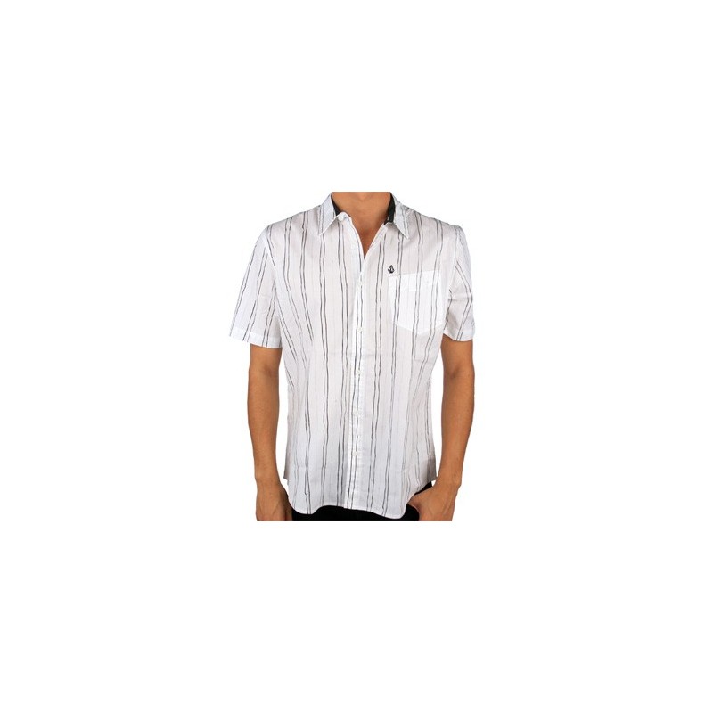 Volcom Pit stripe shirt korte mouw wit