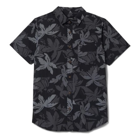 Brixton Charter short sleeve shirt black-trooper-grey palm