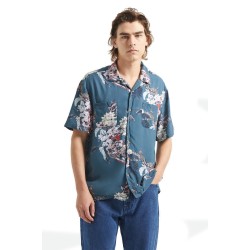 Brixton Bunker Vacation camp collar shirt midnight blue