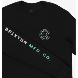 Brixton Crest t-shirt LS black-off white-jade