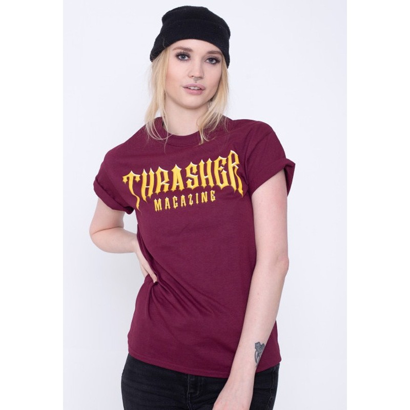 Thrasher Low Low Logo-T-Shirt kastanienbraun