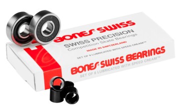 Bones Swiss bearings with black spacers (8 pack)
